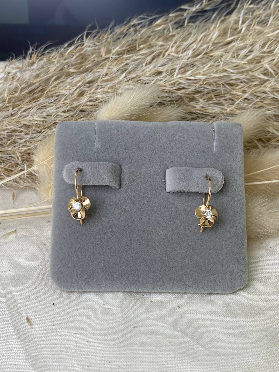 Серьги детские из красного золота  585 пробы